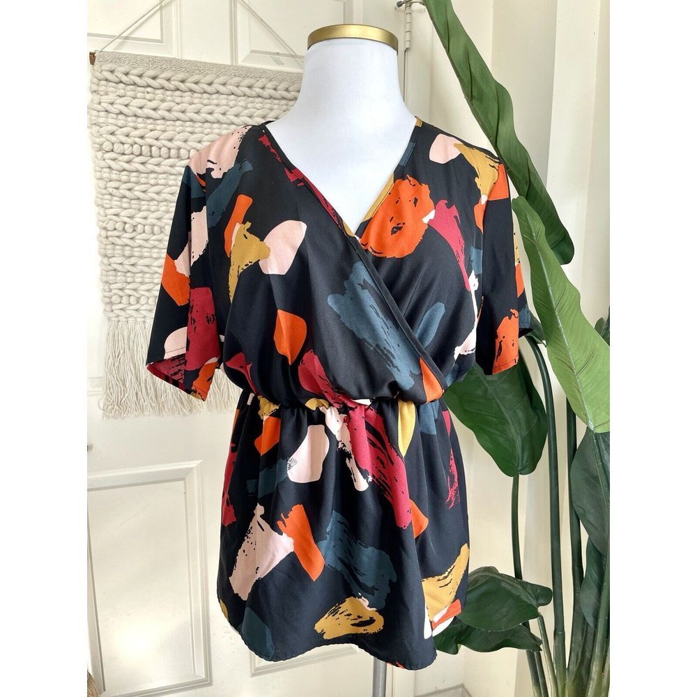 SHEIN Curve Flowy Faux Plus Size‎ 18/20 Wrap Top Tunic Work Church Lightweight